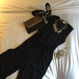BCBG Max Azria Black Crepe Jumpsuit. Size Small/Medium
